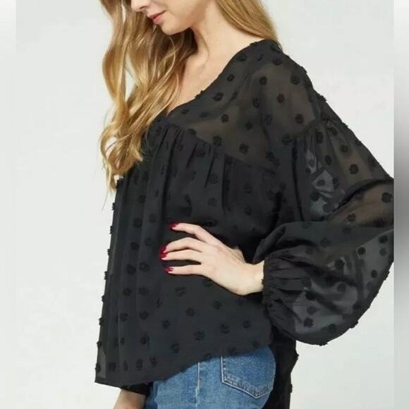Entro "Love is catching" Polka Dot Blouse M NWT - Picture 2 of 8